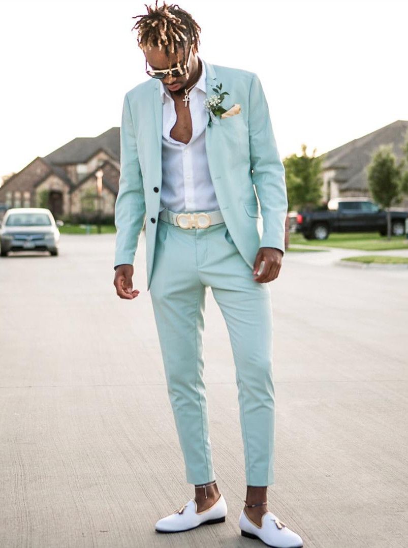 Compra Trajes Para Hombre Azul Cielo Adelgazan Dos Piezas Playa Padrinos De  Boda Esmoquin De Boda Para Hombres Traje De Fiesta Formal Formal De Solapa  De Solapa Barato | Entrega Rápida Y