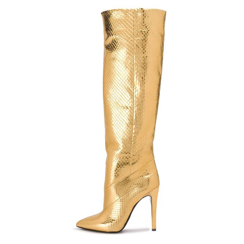 Cesta Mortal Abrazadera Talla 34-42 Botas de mujer sobre la rodilla 2019 Color dorado de lujo  Tacones altos