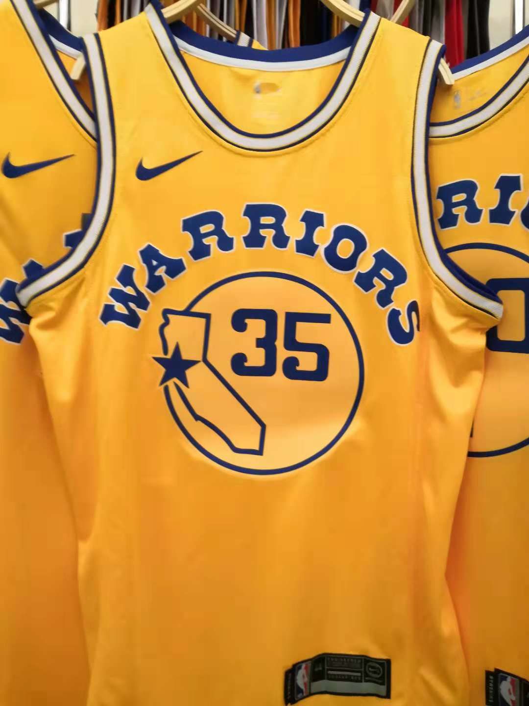 kevin durant yellow warriors jersey