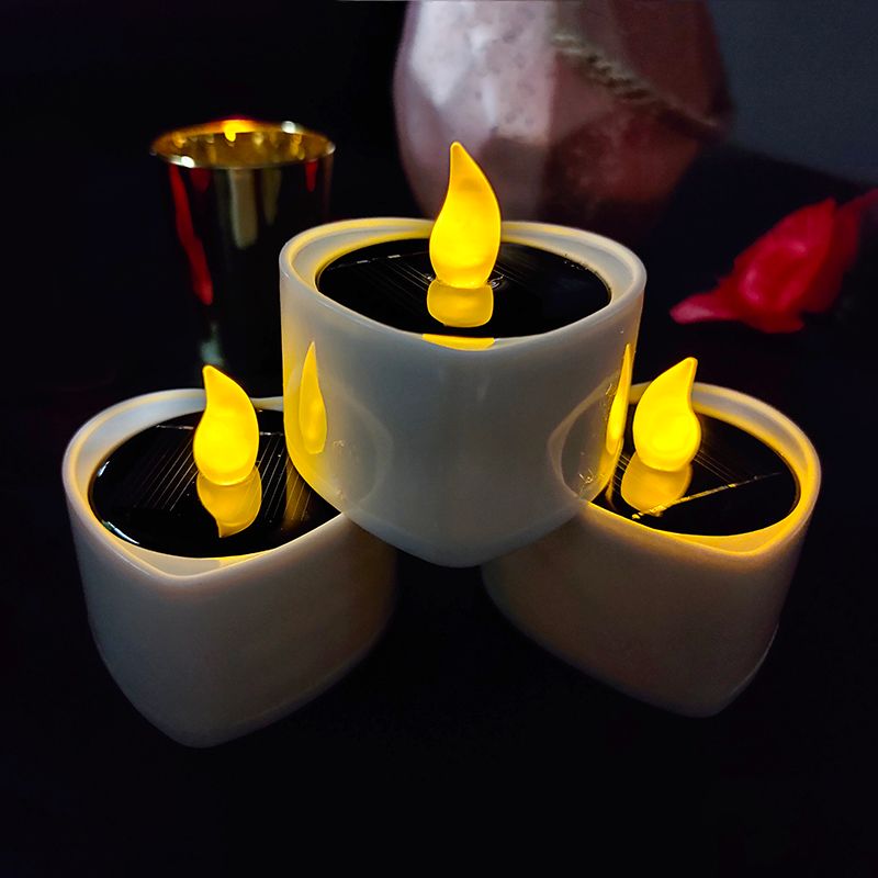 Solar Camping Candle Light Amber Flickering Flameless Electronic Solar