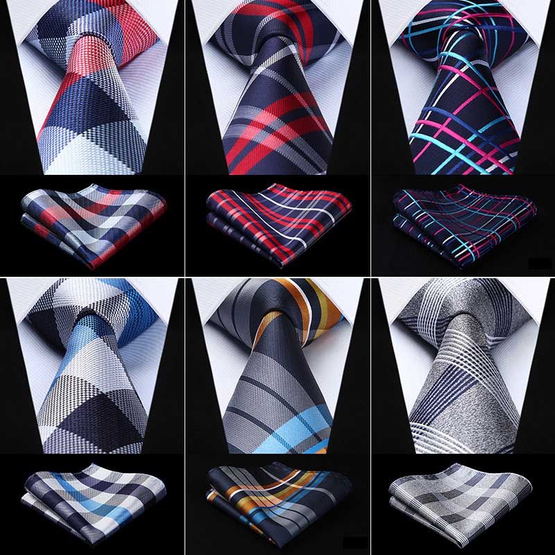 HISDERN Corbata de boda de Paisley para hombre Panuelo con control de seda Corbata y bolsillo Cuadrado y gemelos Conjunto 3 piezas