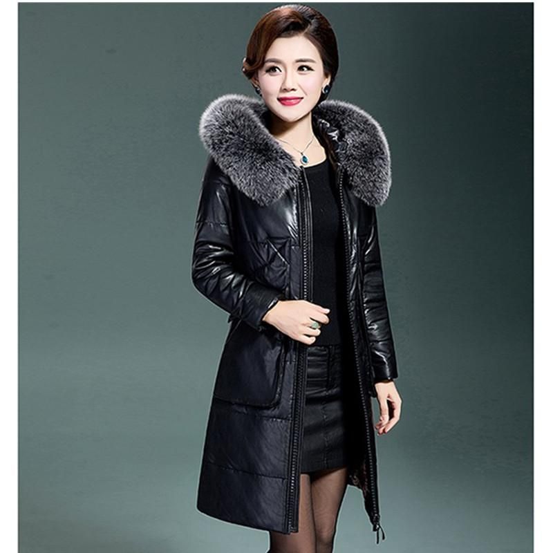 plus size leather coat with fur collar