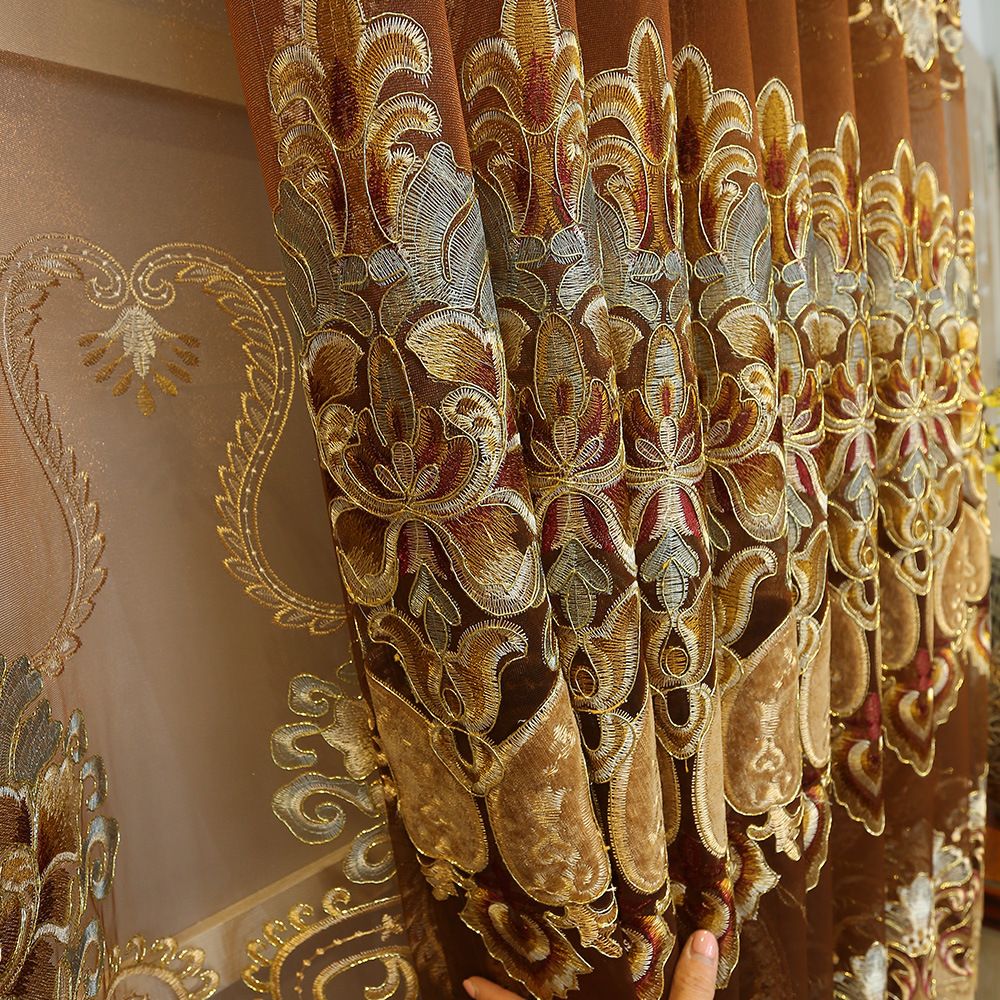 2020 European Royal Gold Curtains Enbroidered Curtains For Living