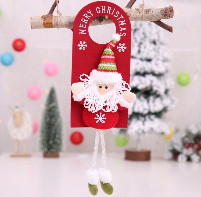 Großhandel Weihnachtsdekoration Indoor Home Tür Dekoration Weihnachtsmann Hirsch Schneemann Türen übergabe Anhänger Neue Jahr Party Decor Von