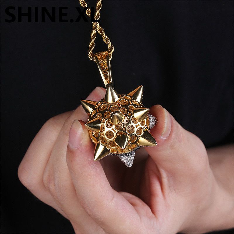 Spike 8 Ball Billiard Pendant Necklace 
