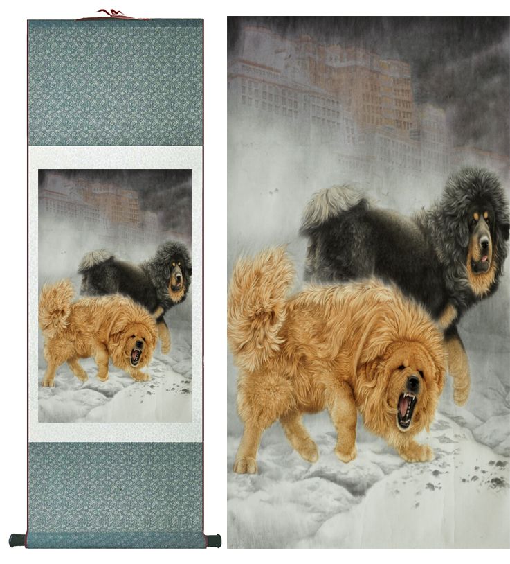 2020 Dog Silk Art Painting Chinese Art Painting Home Office