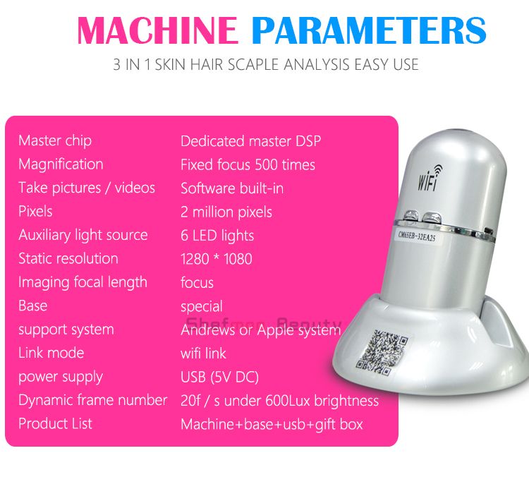 Beauty Equipment Wireless Wifi Connected Hair And Scalp Analysis Camera