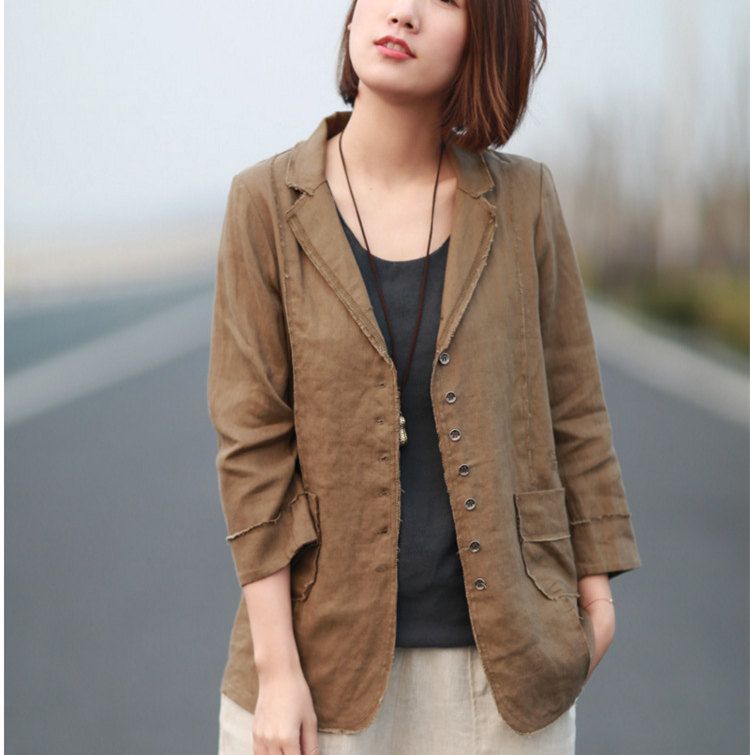Compra Trajes Para Mujer Blazers Estilo Preppy Womens Algodón Lino Blazer  Mujer Black Khaki 2021 Primavera Verano Mujeres Casual Traje Chaqueta Mujer  Barato | Entrega Rápida Y Calidad | Es.Dhgate