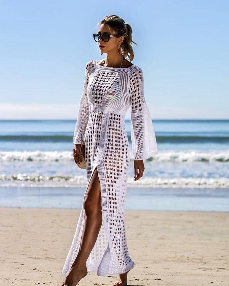 long white swim cover up
