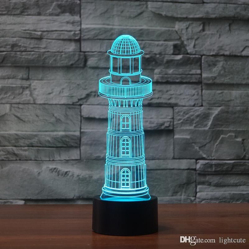 lighthouse table lamp with night light