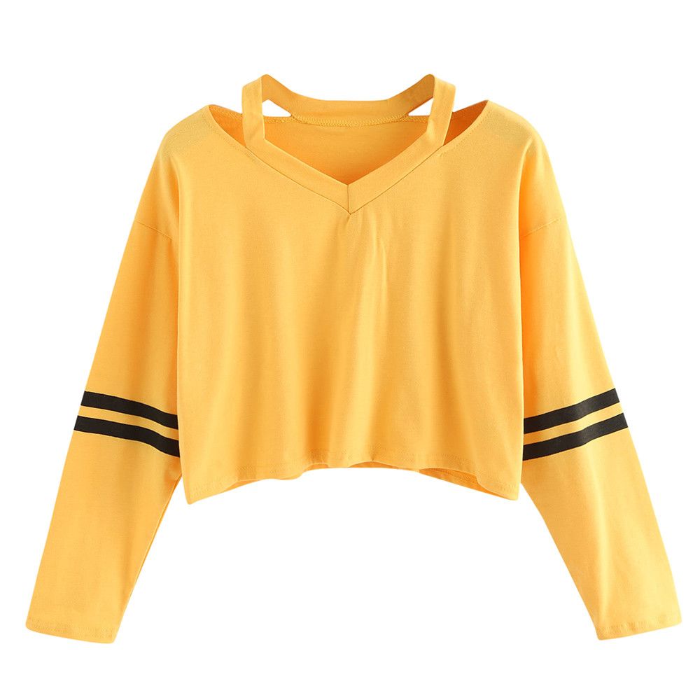 Compre Sudaderas Para Mujer Sudaderas Con Capucha Rayas Amarillas Hot  Cropped Girls Otoño Jerseys Sexy Corto Estilo Sudadera Felpe Tumblr A 11,06  € Del Sport1688 | DHgate.Com