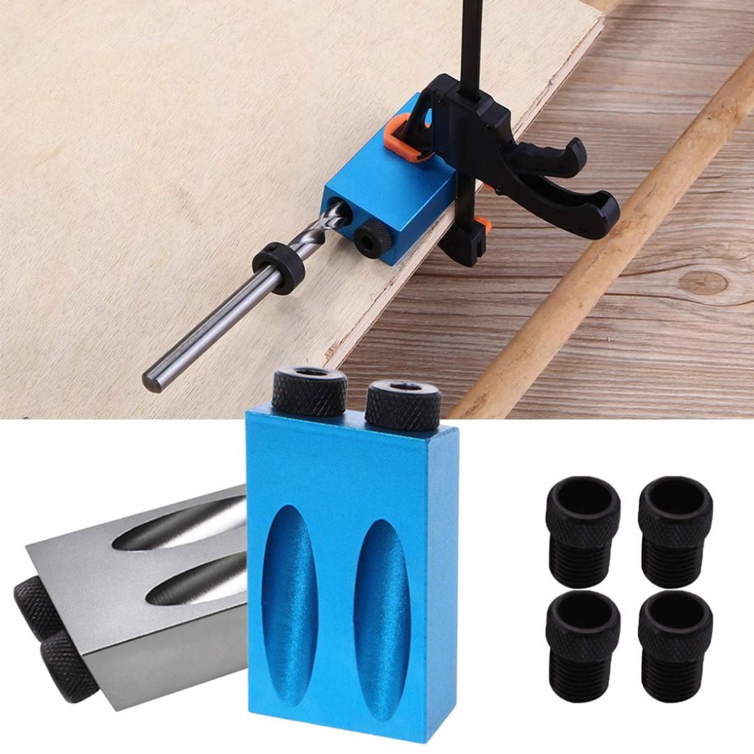 Woodworking Pocket Hole Jig Kit Angle Drill Guide Hole Puncher Carpentry Tool UK 