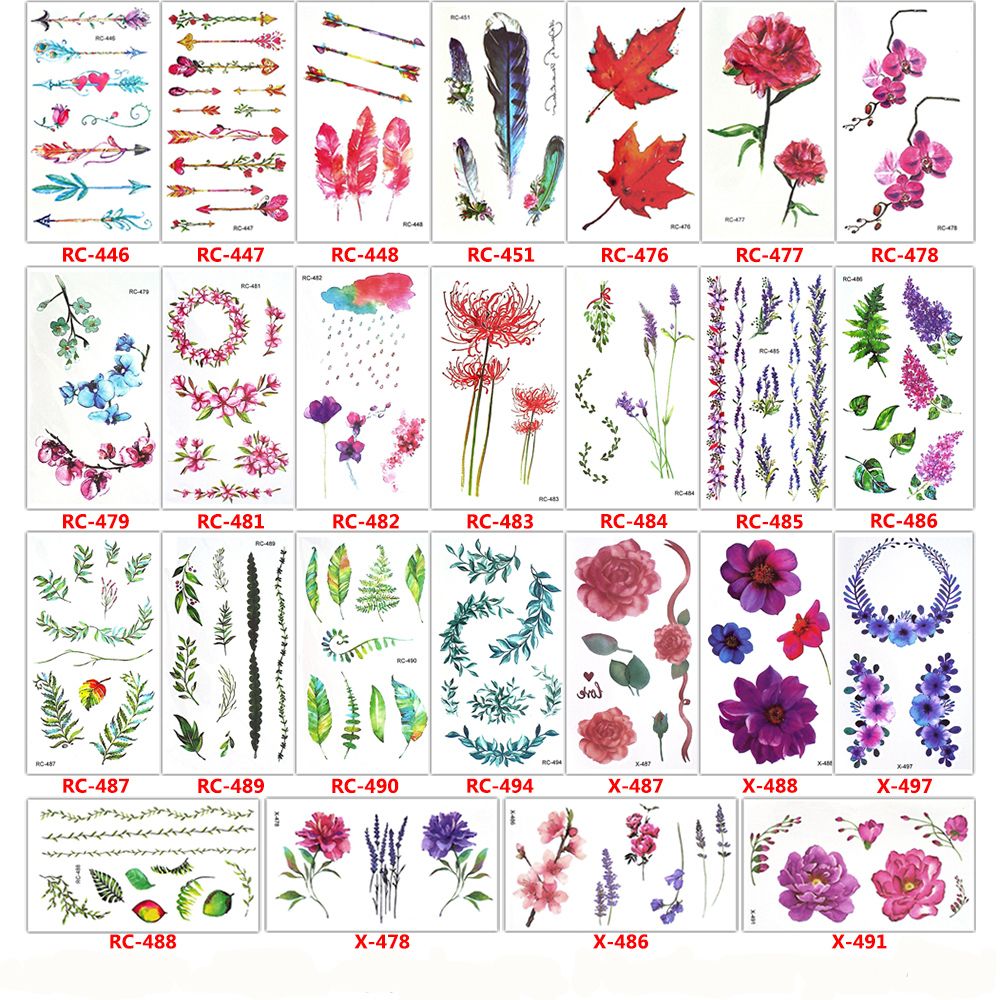 Acheter Glaryyears 25 Motifs X 1 Feuille Fleur De Couleur Tatouage Corps Tatouage Temporaire Pivoine Maquillage Main Bras Jambe Art Autocollant