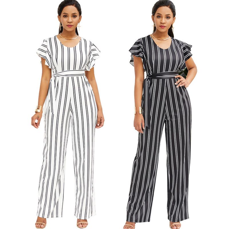 black and white striped jumpsuit outfit