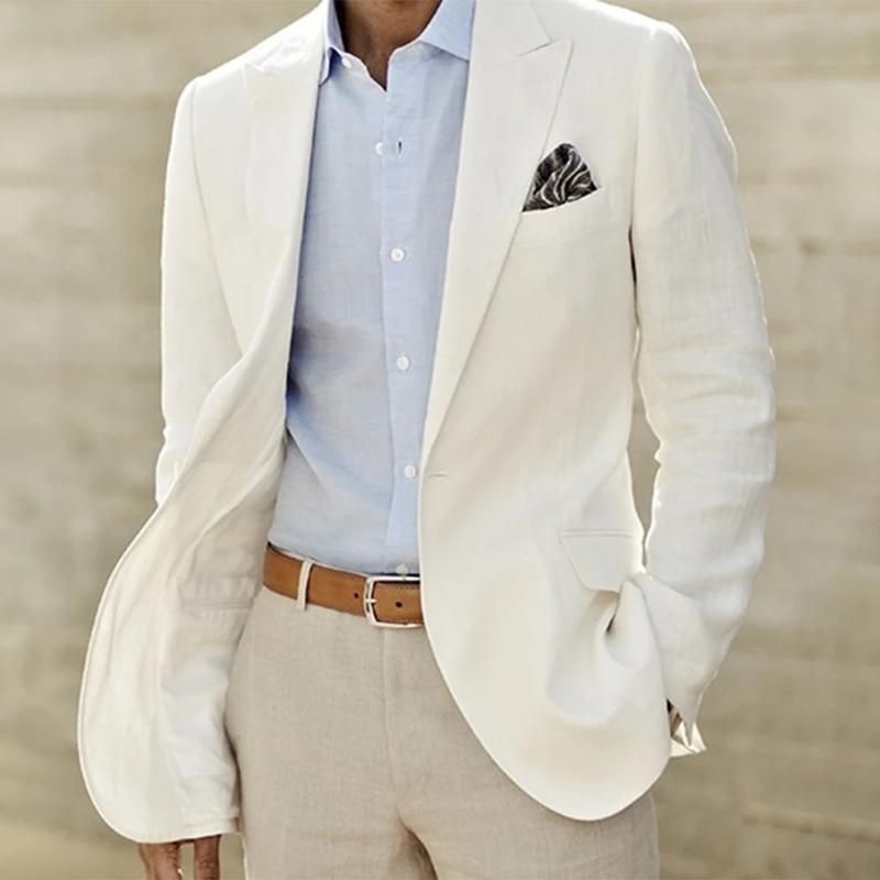 mens white linen sports jacket