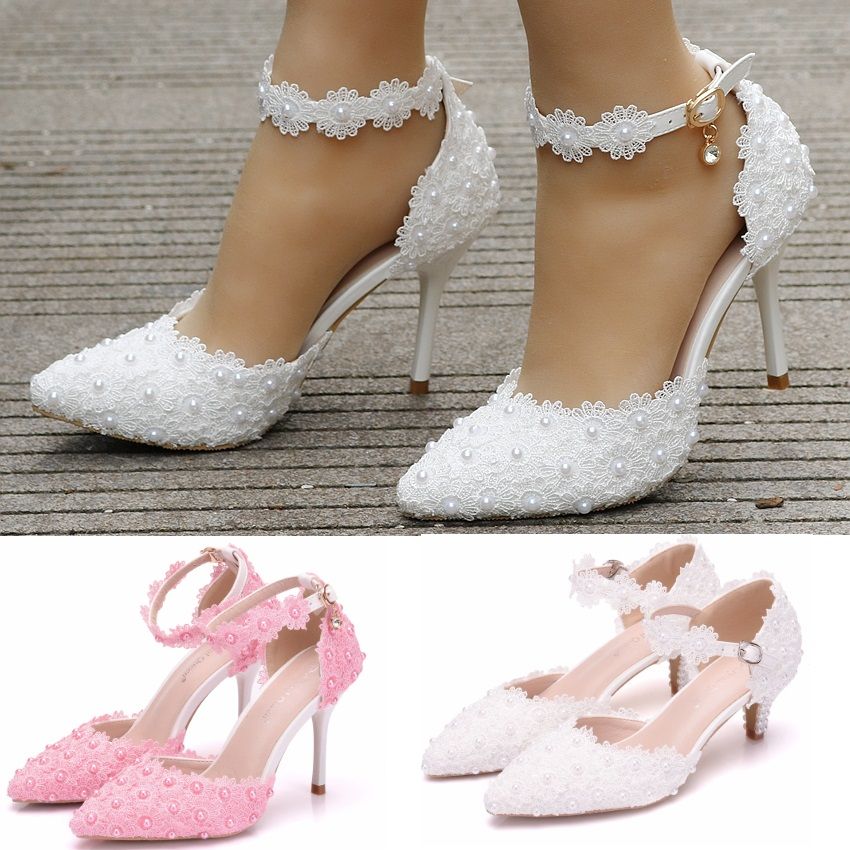 pink lace sandals