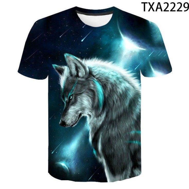 Black Lonely Wolf 3D Print T-Shirt Men Funny Short Sleeve O-Neck Tops