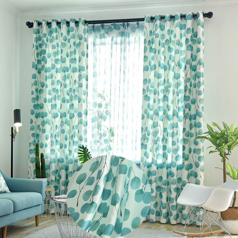 navy blue and green curtains