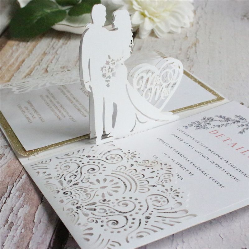 love pop up wedding invitation cards laser cut marriage