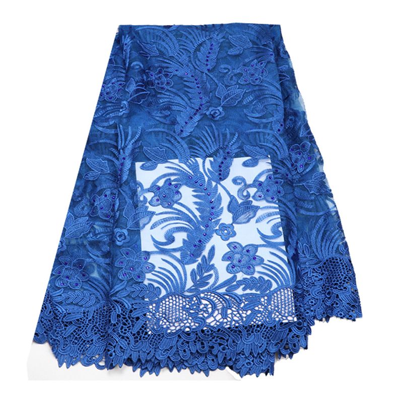 blue cotton lace fabric