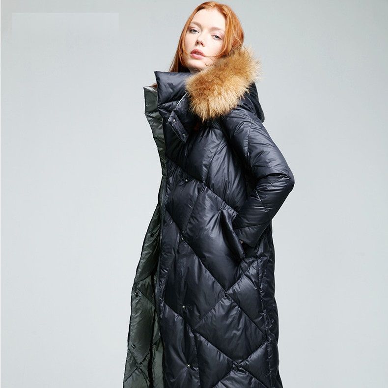 hooded long puffer jacket