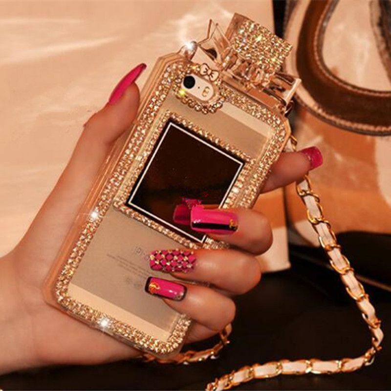 Rhinestone Perfume Bottle Designer Phone Case For Iphone 11 Pro Max X Xr Xs Max 8 7 6 Plus S9 S10 Note 9 10 Soft Tpu Hull Shell String 189 Waterproof Cell