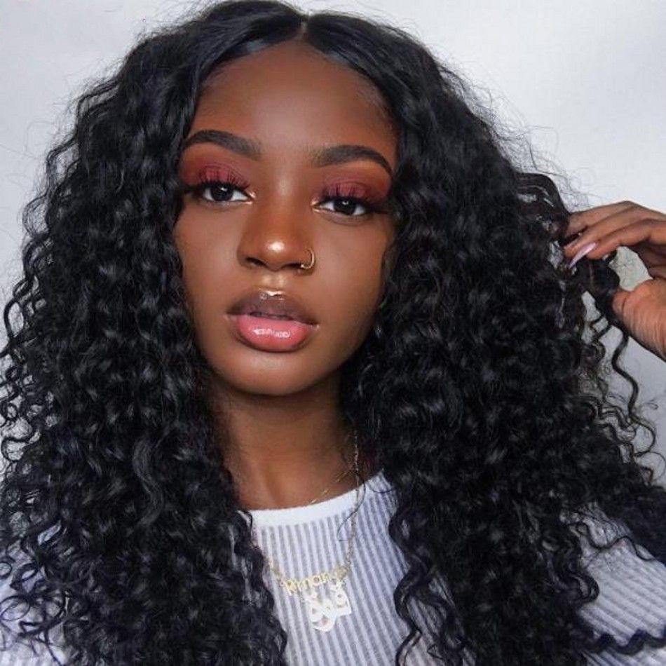 Brazilian Deep Curly Lace Front Wigs Bleached Knots for Black Women 8-24  inch Human Hair Wig
