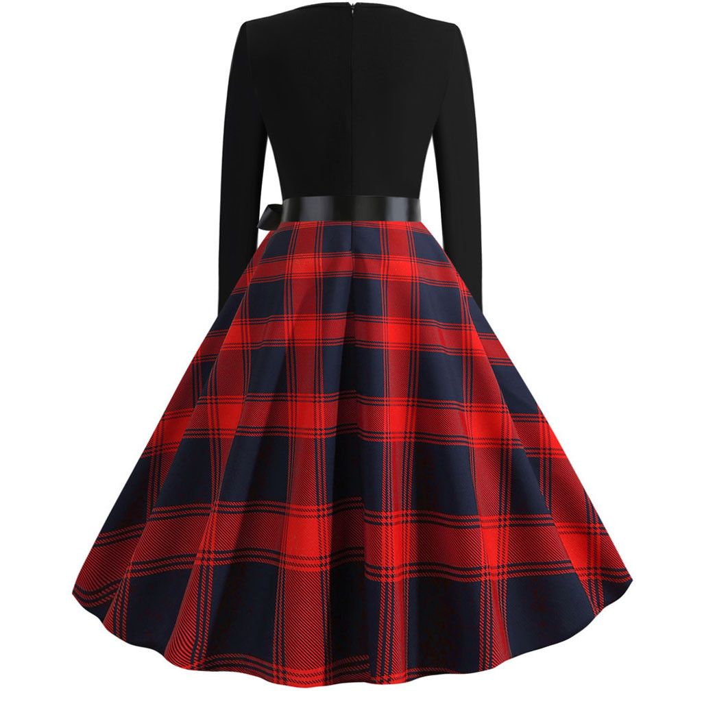 vintage red plaid dress