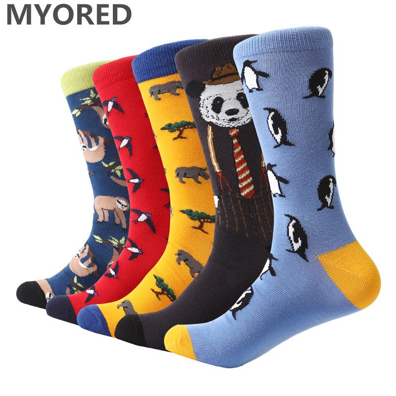 Grosshandel Myored 5 Paare Los Lustige Tier Muster Helle Bunte Manner Socken Gekammte Baumwolle Grosse Grosse Knie Hohe Mannliche Socken Der Crew Fur Hochzeit Von Jasonstuff 9 99 Auf De Dhgate Com Dhgate