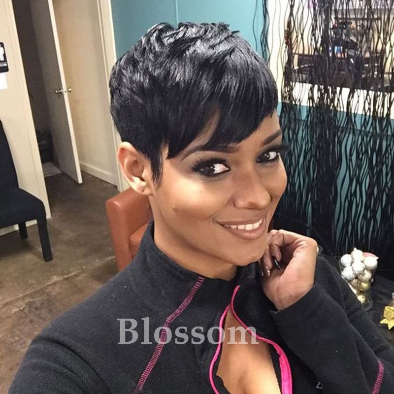 Short Pixie Natural Black Human Hair Wigs For Black Women Wig