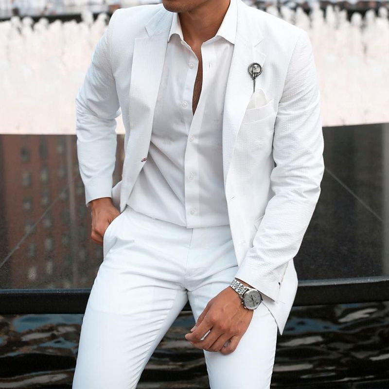 Compra Trajes Para Hombres Blazers Blanco Slim Fit Men Prom Para Boyfriend  2021 Masculina Moda Ropa De Novio TUXEDOS 2 Piezas Chaqueta Con Pantalones  Barato | Entrega Rápida Y Calidad | Es.Dhgate