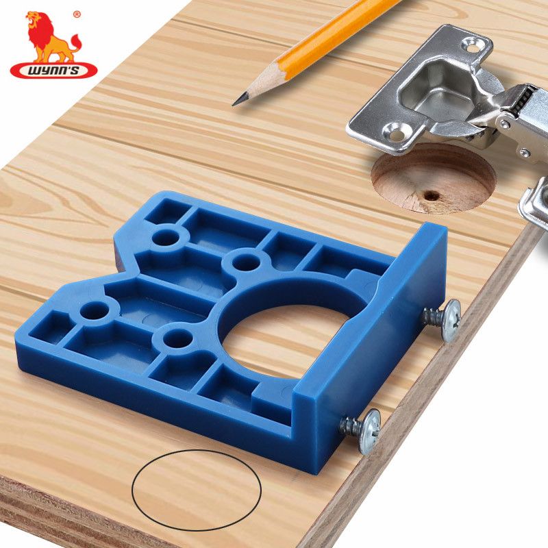 rojo- inoxidable Herramienta de plantilla para taladrar agujeros en madera ajustable para perforar taladros de madera Herramientas de gu/ía para taladrar perforaciones y manijas de puerta de montaje