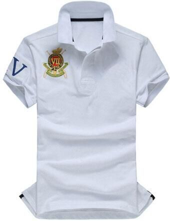 navy blue polo shirt with yellow horse