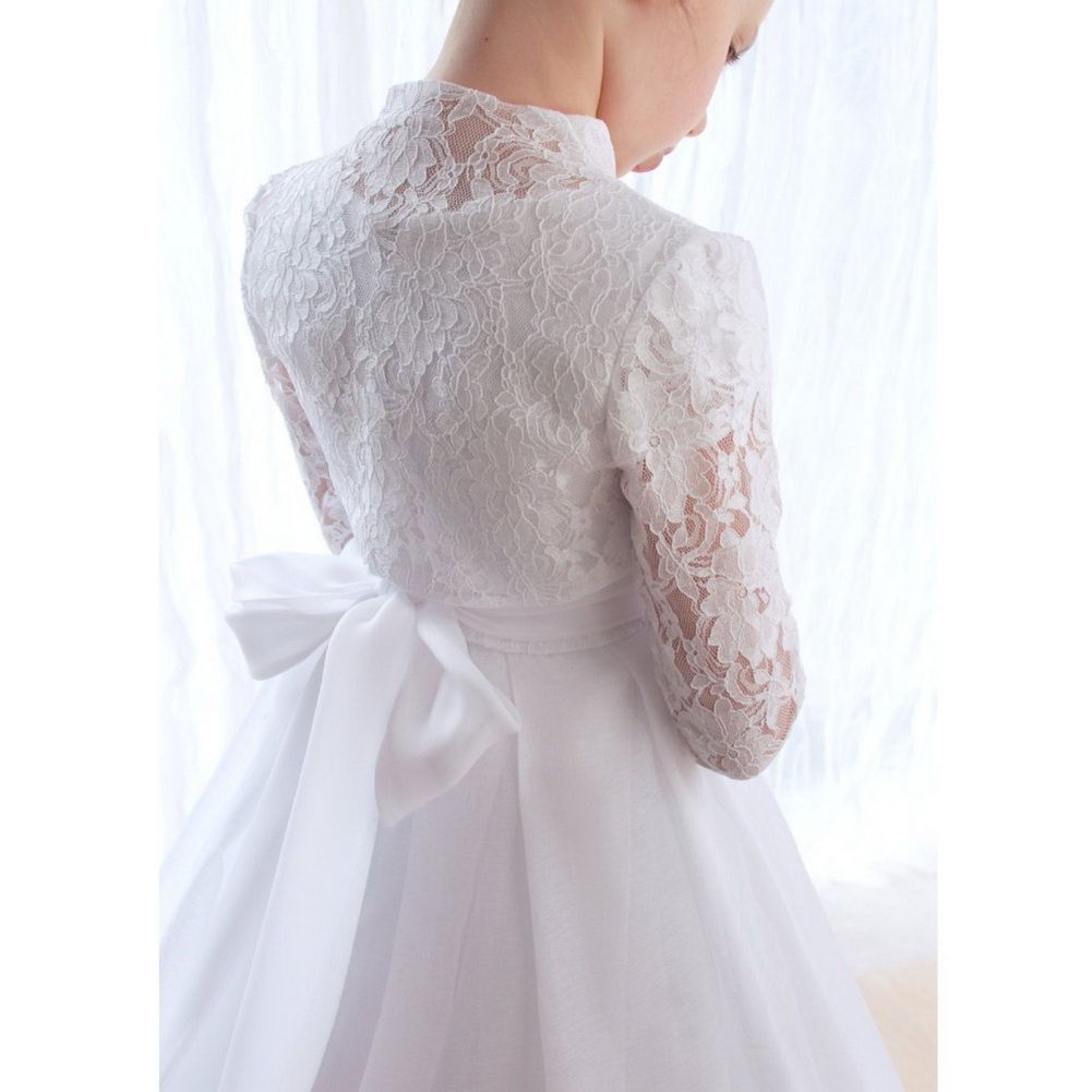 Chaleco blanco Vestidos de niña de las flores de encaje Para bodas Flores  hechas a mano