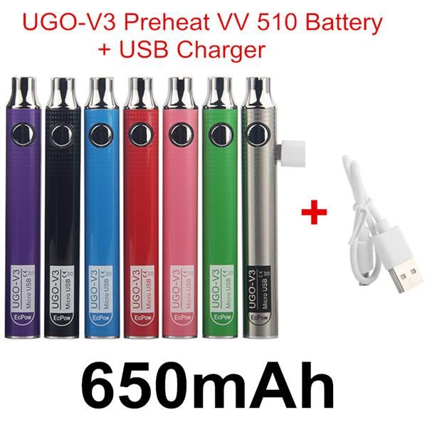 Auténtico UGO V3 Precalentamiento VV 650mAh + USB