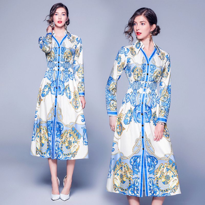 Top Quality Classic Casual Shirt Dress Spring Fall Runway Womens
