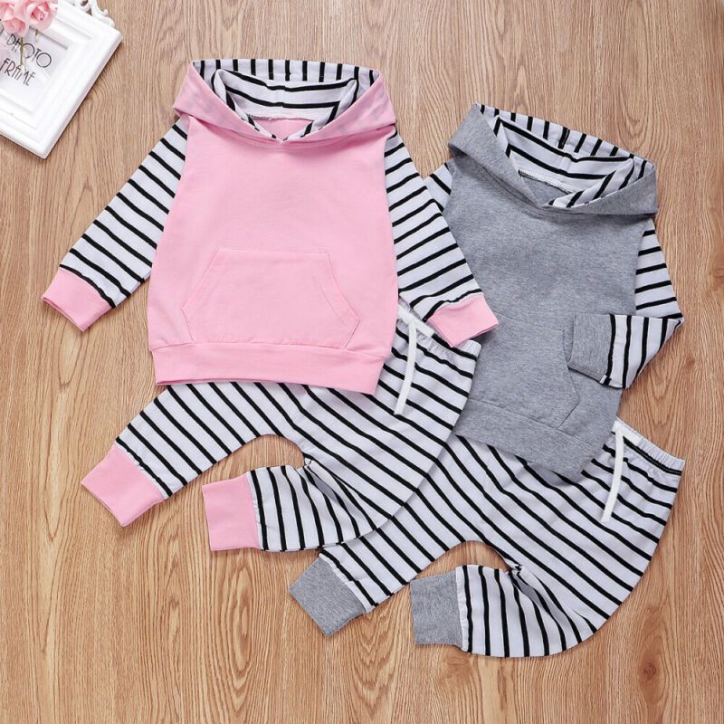 2020 Active Baby Boy Girl Tracksuits Fall Clothes Newborn Sets Hoodies Striped Pants Baby Cotton Outfits Sport Wear 0 24m From Qiananrain 17 59 Dhgate Com