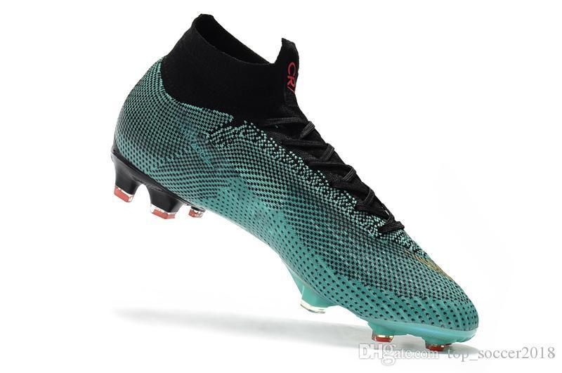 Botines de fútbol azul CR7 para niños Mercurial Superfly VI 360 elite Ronaldo Clear 100% zapatos de fútbol para niños Botas fútbol; /; '; l'l;