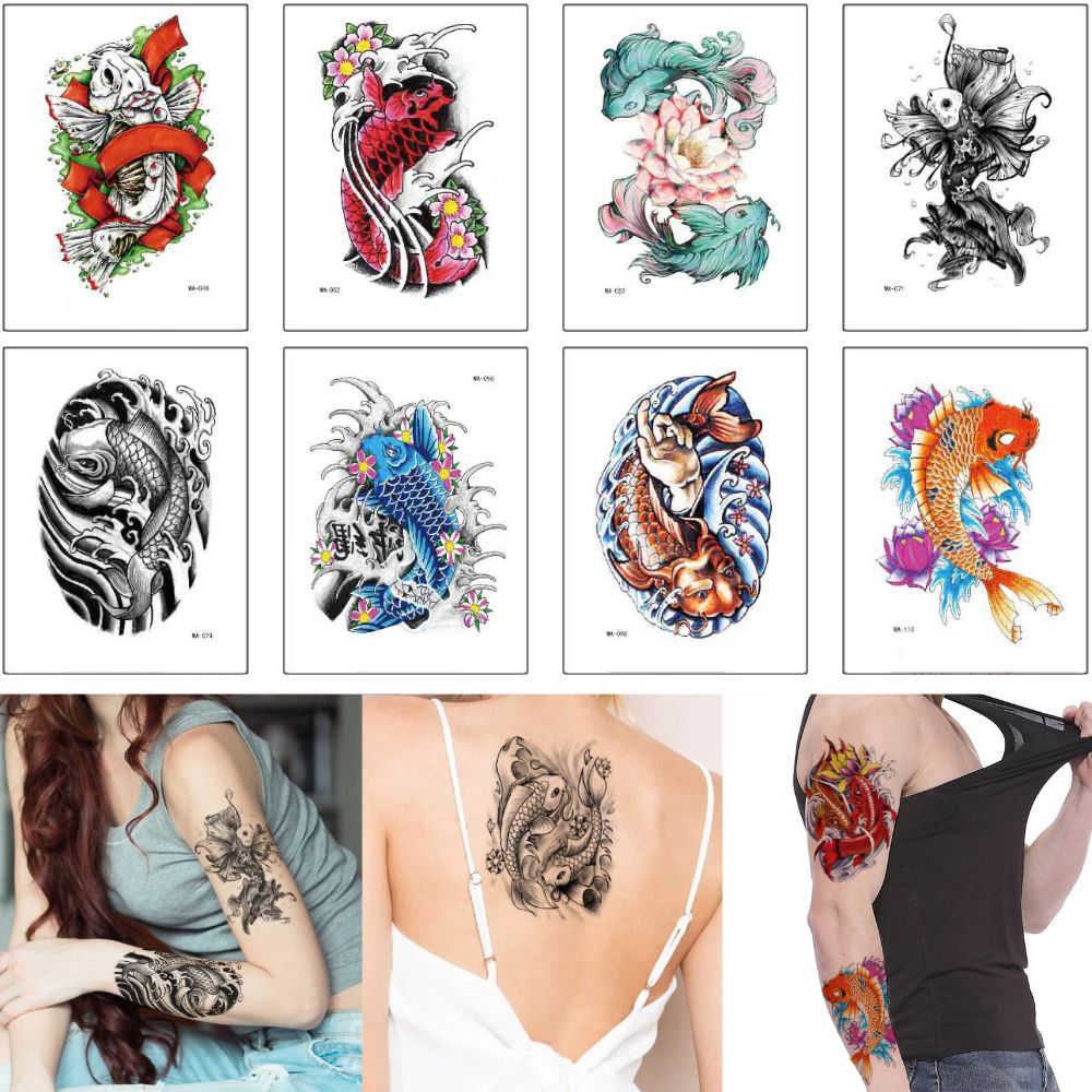 Temporary Tattoo Body Art Sticker Colorful Fish Carp Goldfish Fortune Design Waterproof Fake Tattoo Arm Leg Sleeve Makeup Summer Beach Decal Temporary Tattoo Supplies Temporary Tattoos Design Your Own From Homimly 0 89