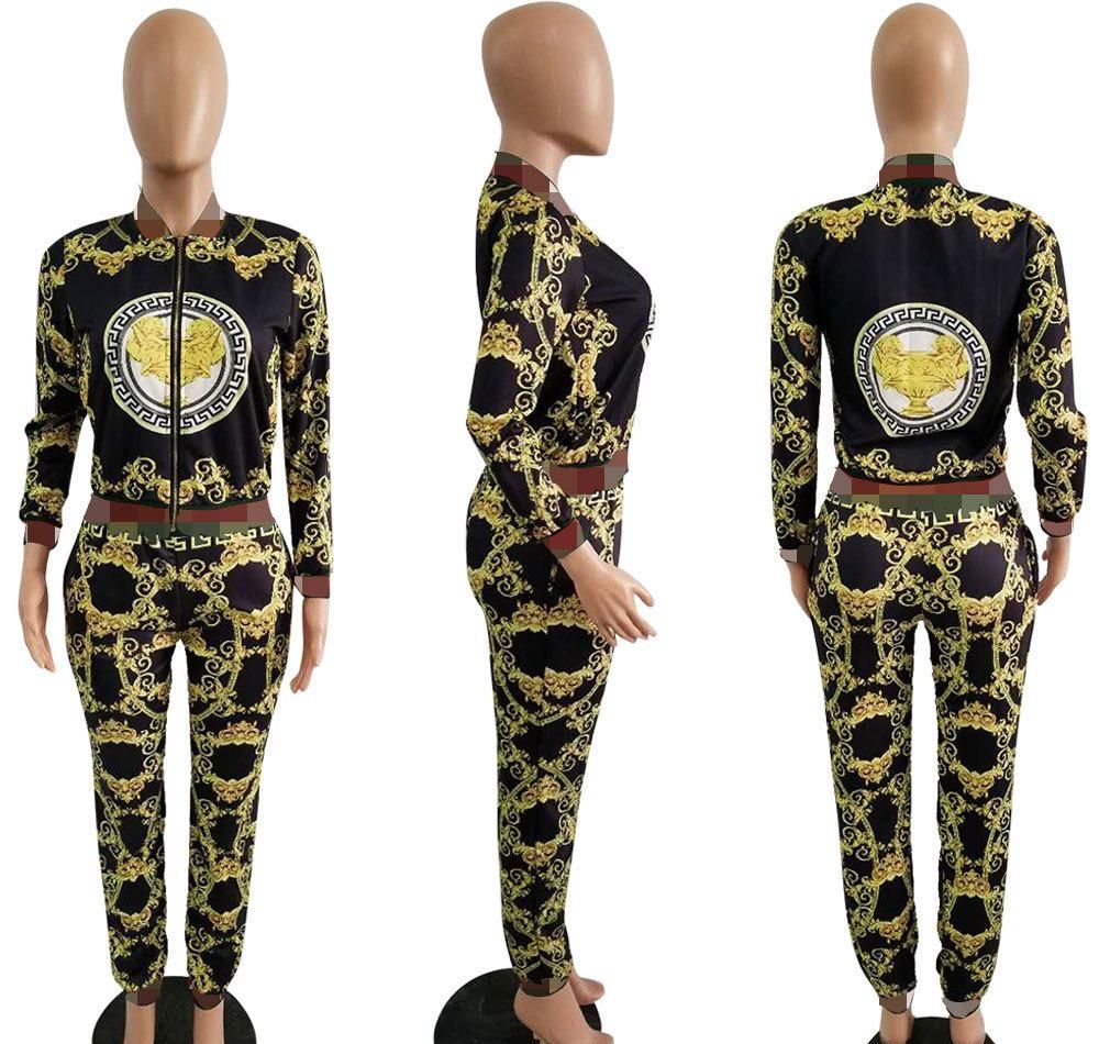 2020 Women Clothes Two Piece Sets Leisure Thread Positioning Printing Sports Suit European S Wholesale Black And White From Fzm123456 42 61 Dhgate Com