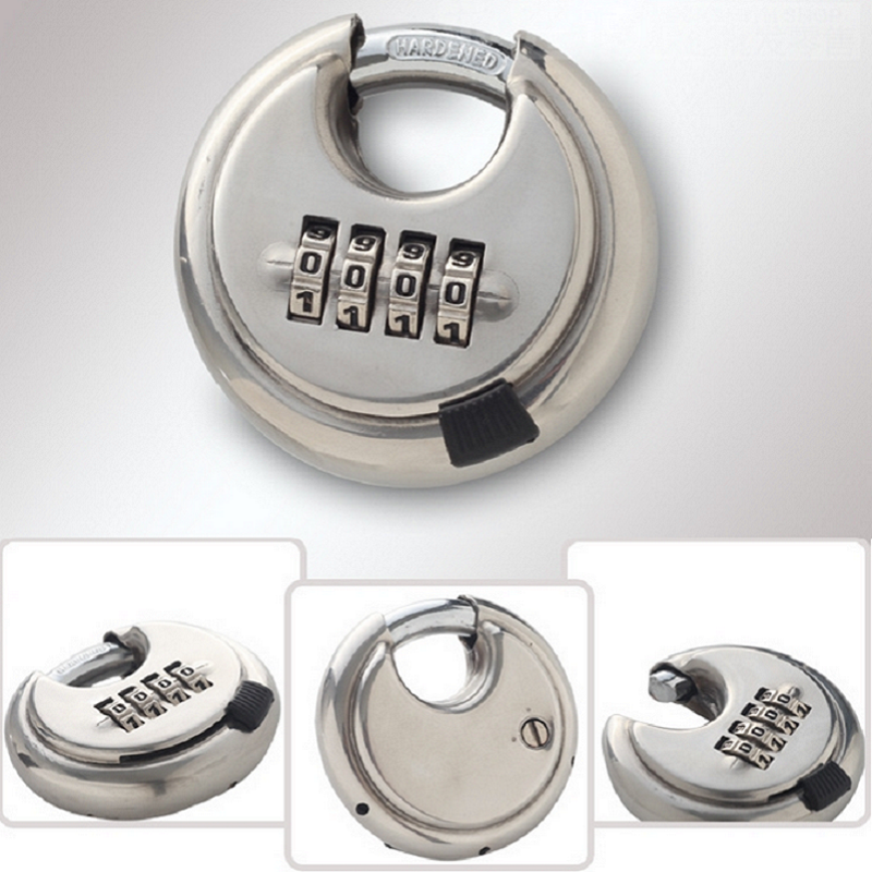 unidad de almacenamiento gimnasio y cerca Candado de disco de combinaci/ón de 4 d/ígitos con cerradura de plata de grillete de acero endurecido para cobertizos paquete de 2