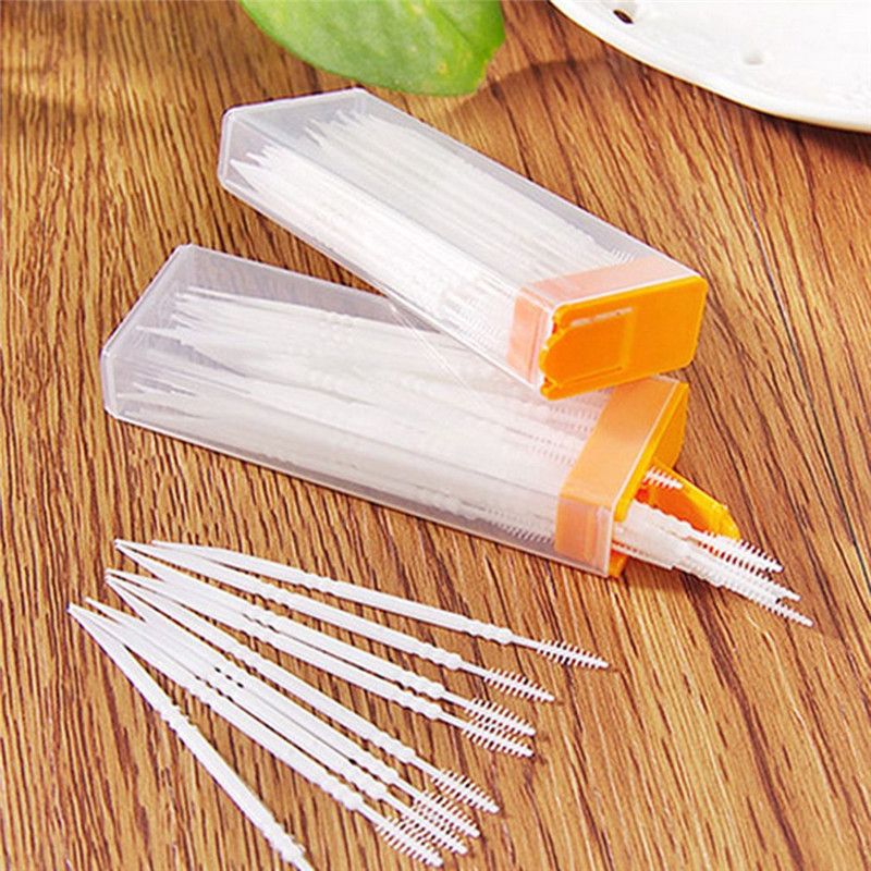 2021 Portable Double Head Brush Toothpicks Plastic Interdental