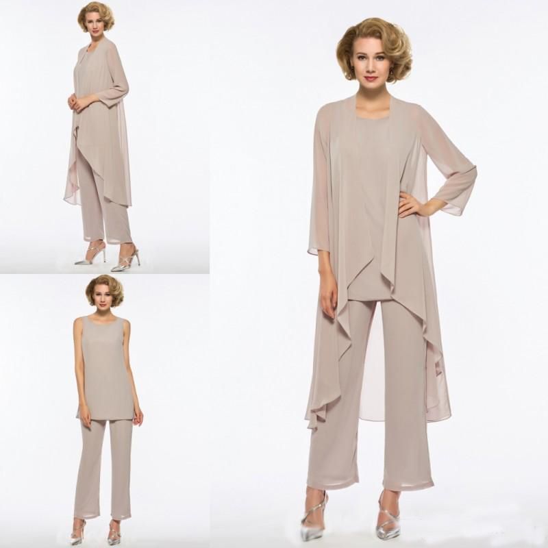 3 piece chiffon pant suit