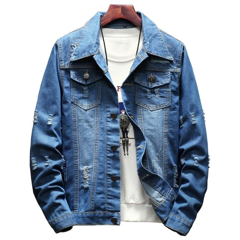 ripped blue jean jacket mens