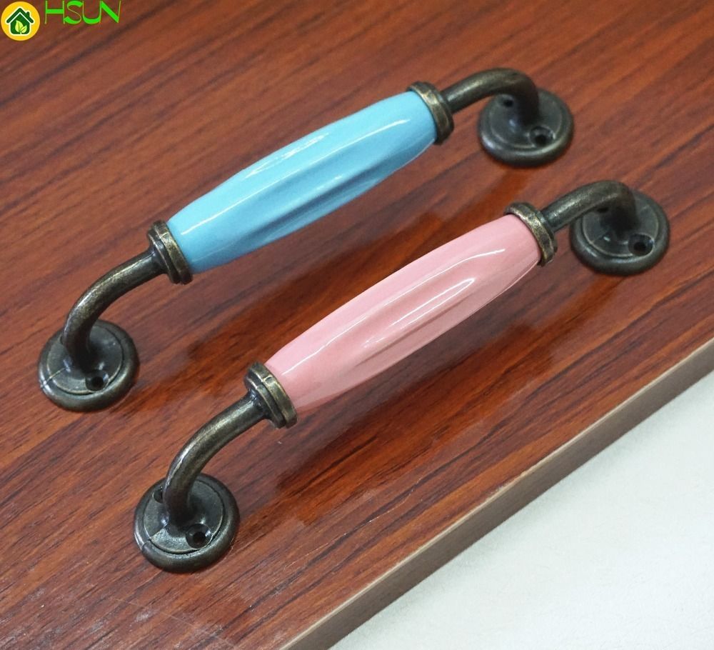 2020 5 Ceramic Handles Kitchen Cabinet Pull Handle Pink Blue