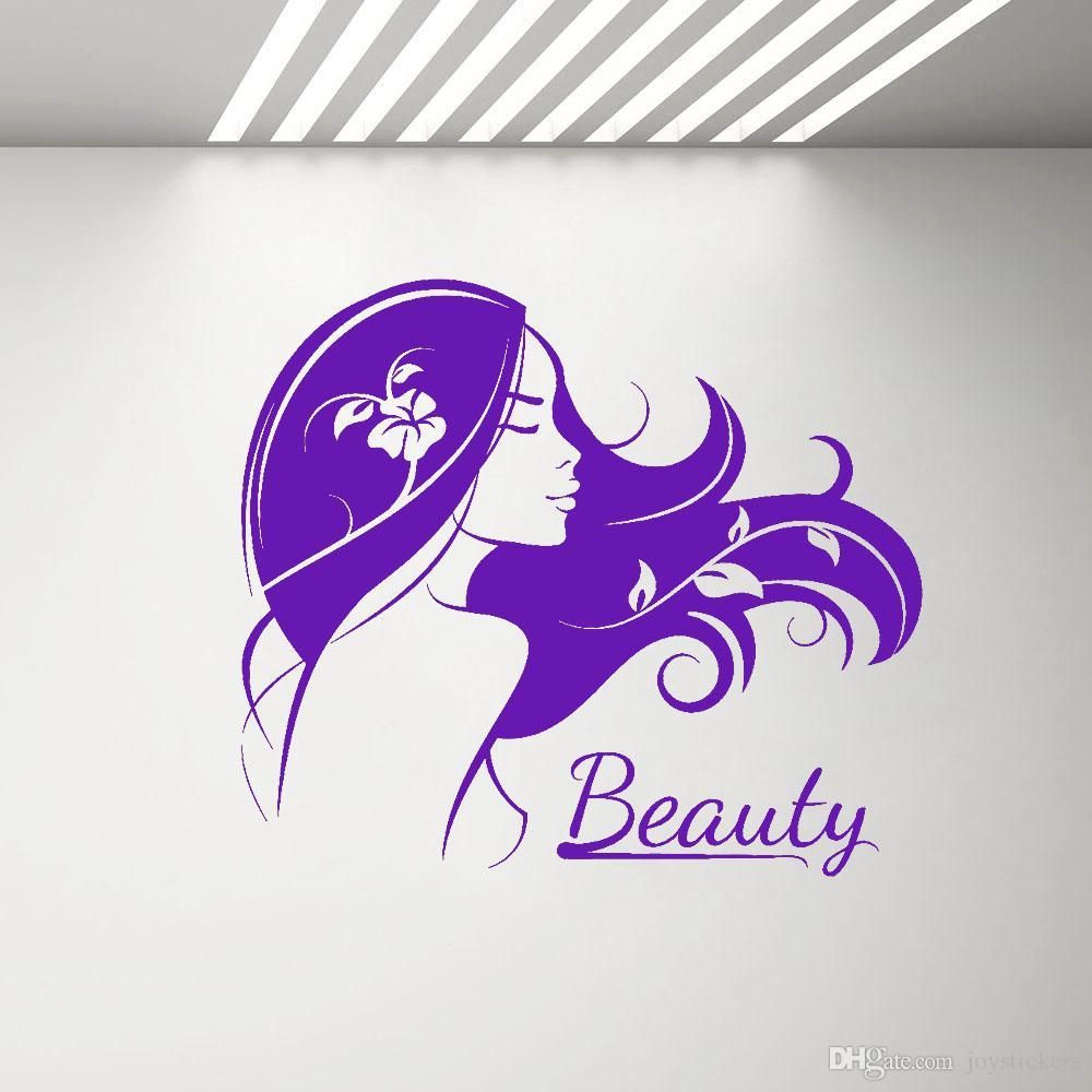 Beautiful Girl Lady Silhouette Wall Decal Bedroom Hair Beauty Salon Logo  Vinyl Stickers Mural Room Decoration