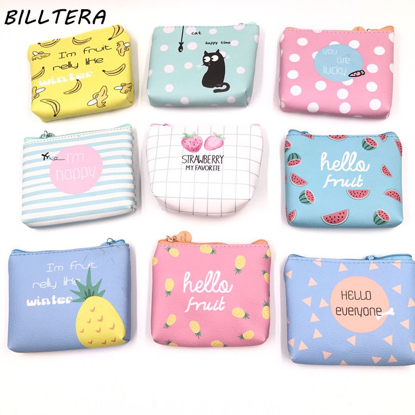 Fashion Womens Coin Purse Summer Watermelons Black White Stripe Vintage Pouch Mini Purse Wallets