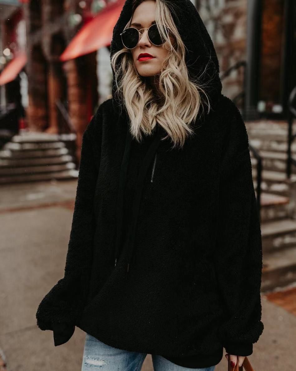 sheepskin moletom com capuzs