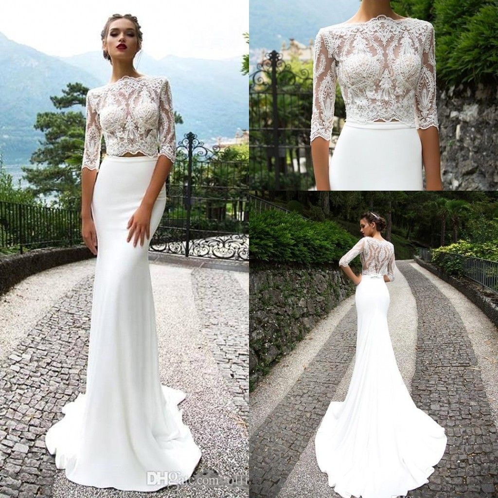 white two piece wedding dress