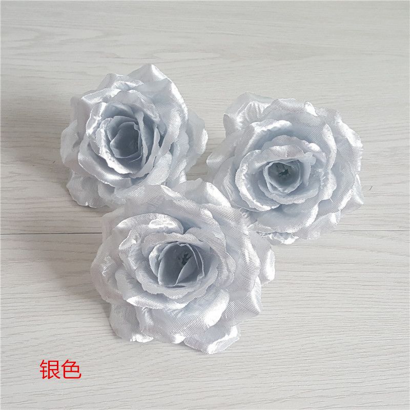 2020 Silver 10CM Artificial Silk Roses Flowers Artificial Flower Heads